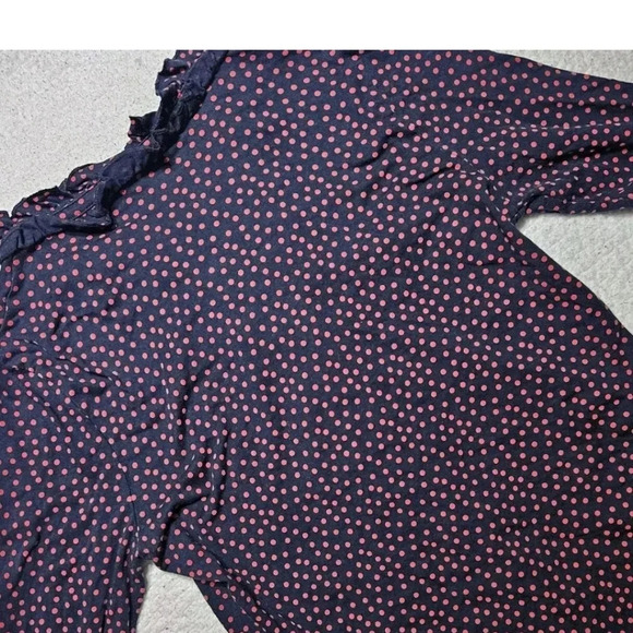 Boden Black Blouse with Pink Dots and Ruffles - Picture 7 of 9